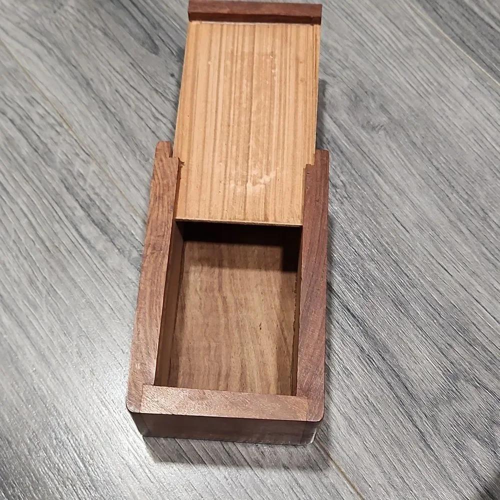 Flower Carved Wooden Hidden Storage Box